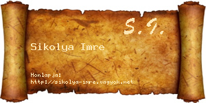 Sikolya Imre névjegykártya